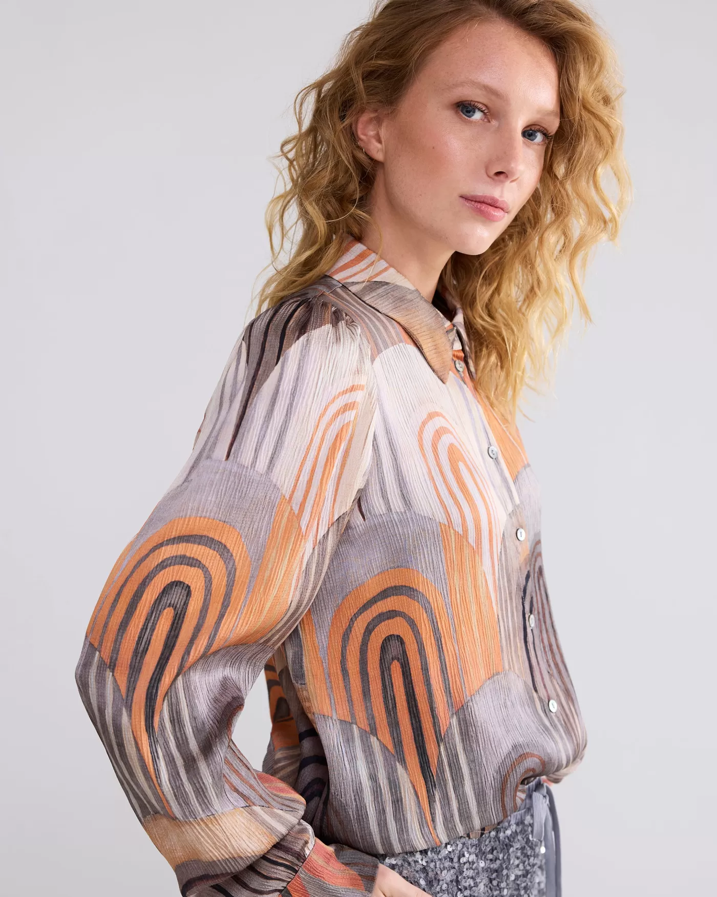 Summum Blouses<Blouse met pofmouwen en structuur