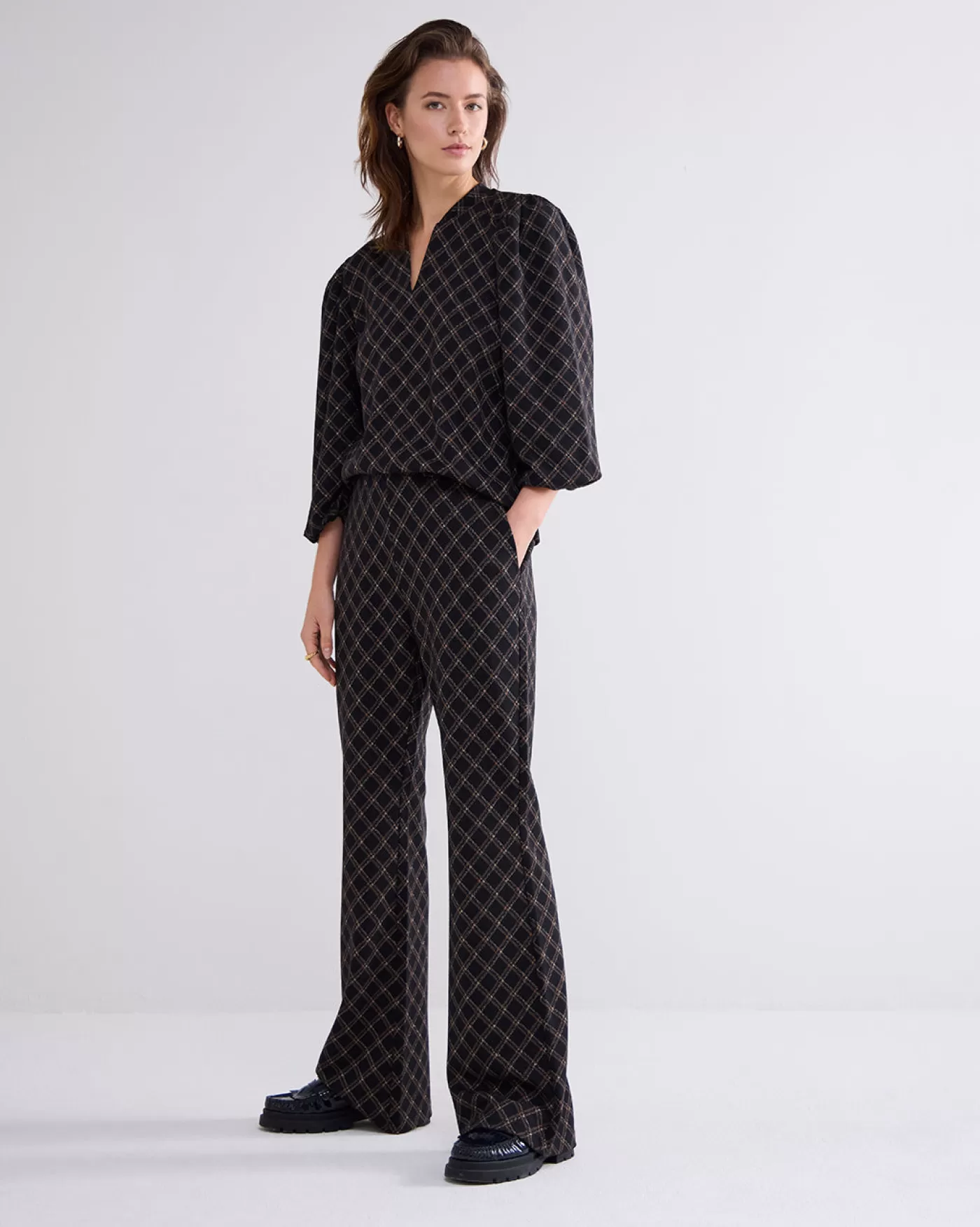 Summum Broeken & Jumpsuits<Flared broek ruitdessin
