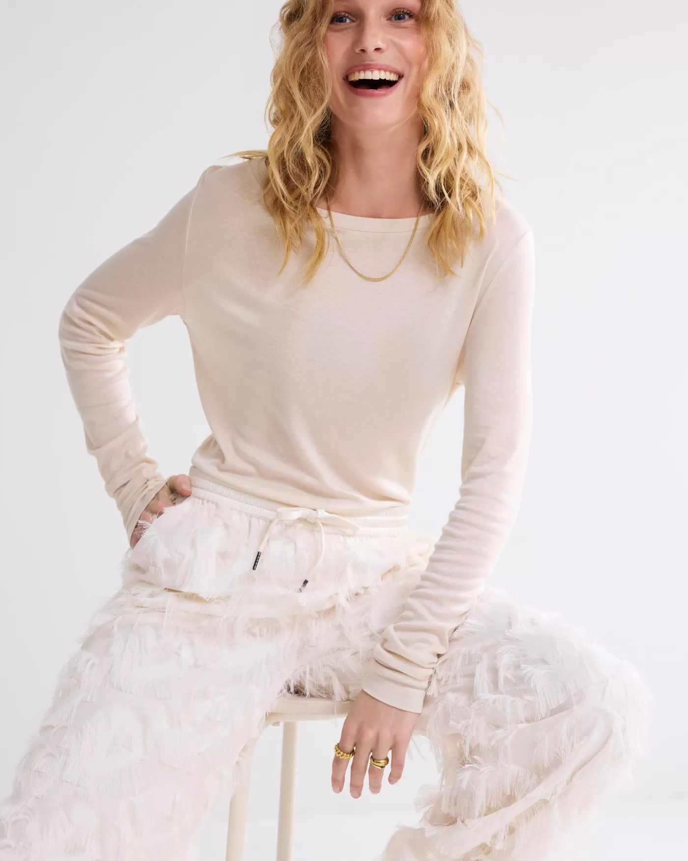 fluffy_broek_met_franjes_116318.webp Summum Broeken & Jumpsuits<Fluffy broek met franjes