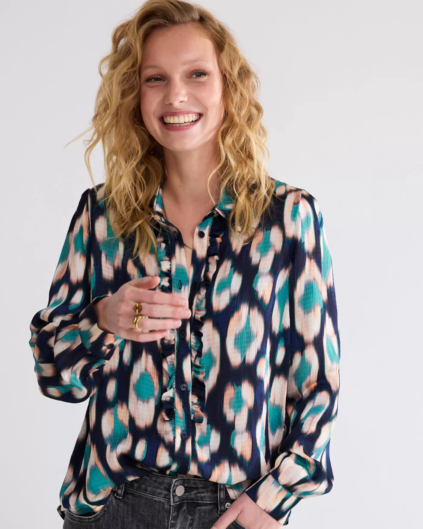 Summum Blouses<Ikat blouse met ruches