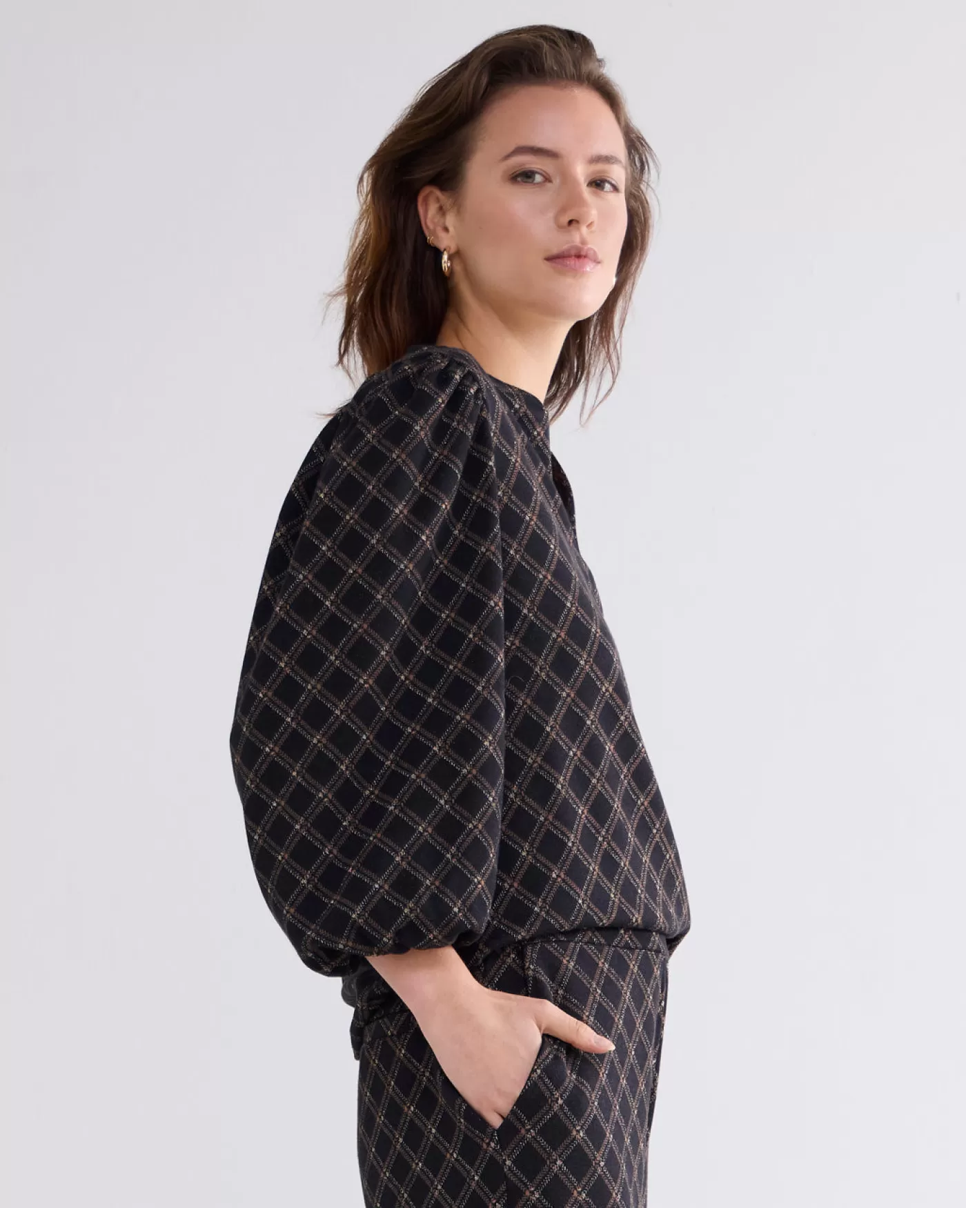 jacquard_top_met_ruitjes_119092.webp Summum Tops & T-Shirts<Jacquard top met ruitjes