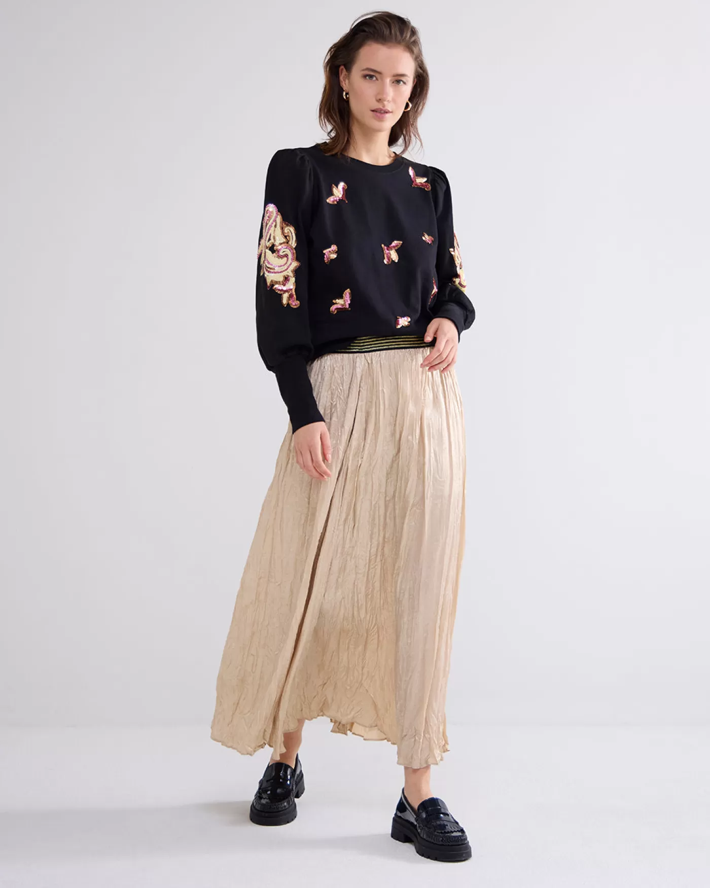 Summum Rokken<Metallic gekreukelde rok