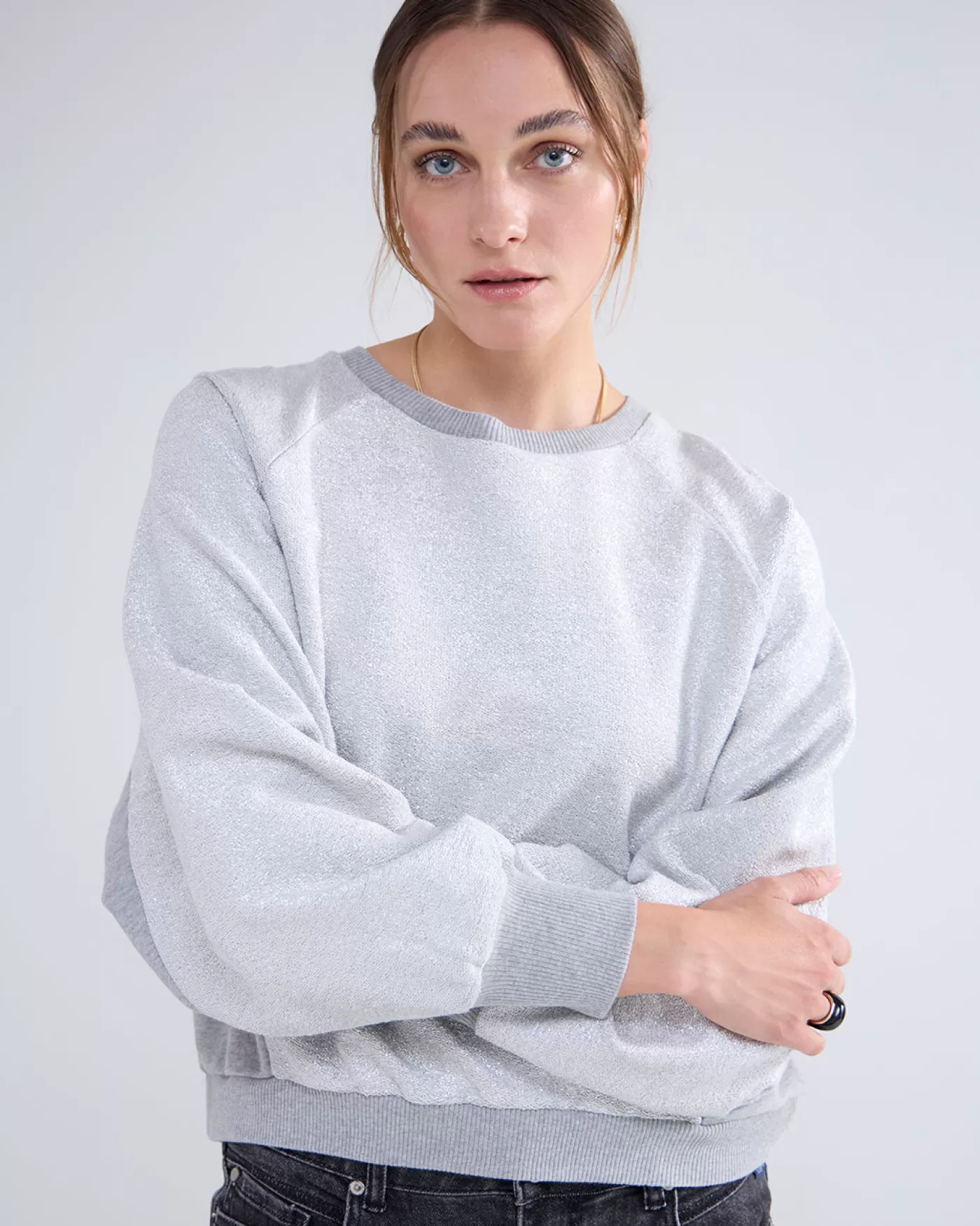 Summum Truien & Vesten<Metallic sweatshirt ronde hals