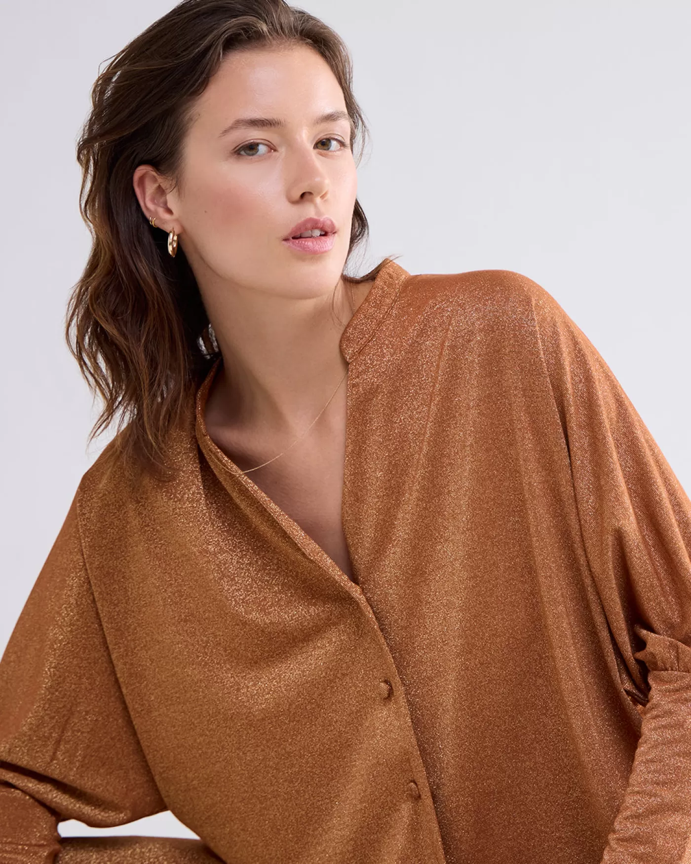 Summum Blouses<Oversized vestje metallic