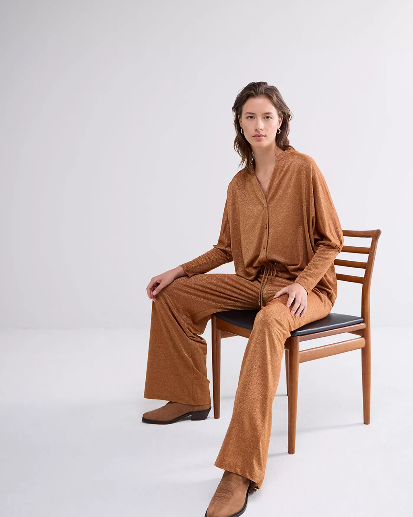 oversized_vestje_metallic_114962.webp Summum Blouses<Oversized vestje metallic