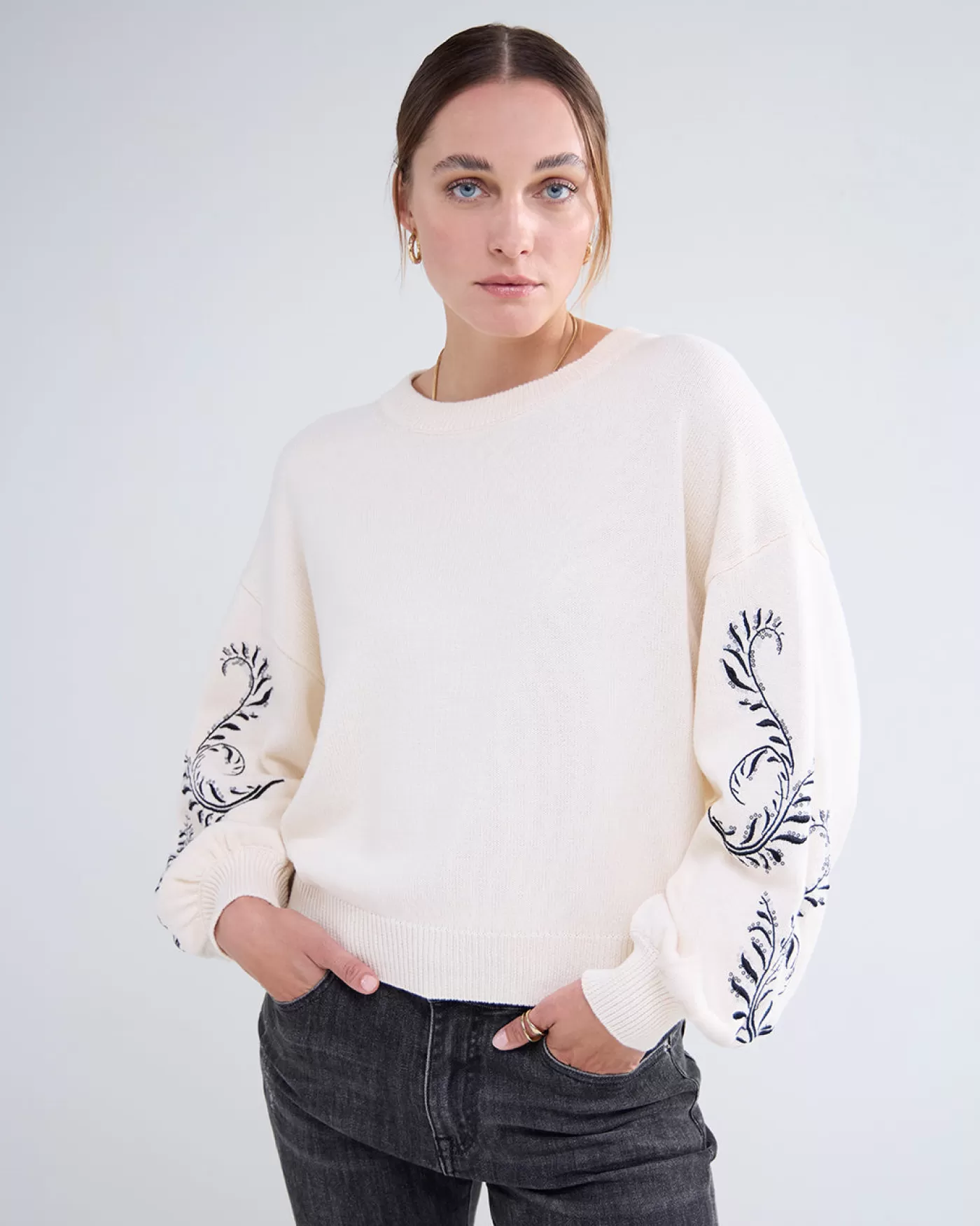 Summum Truien & Vesten<Trui botanisch borduurwerk