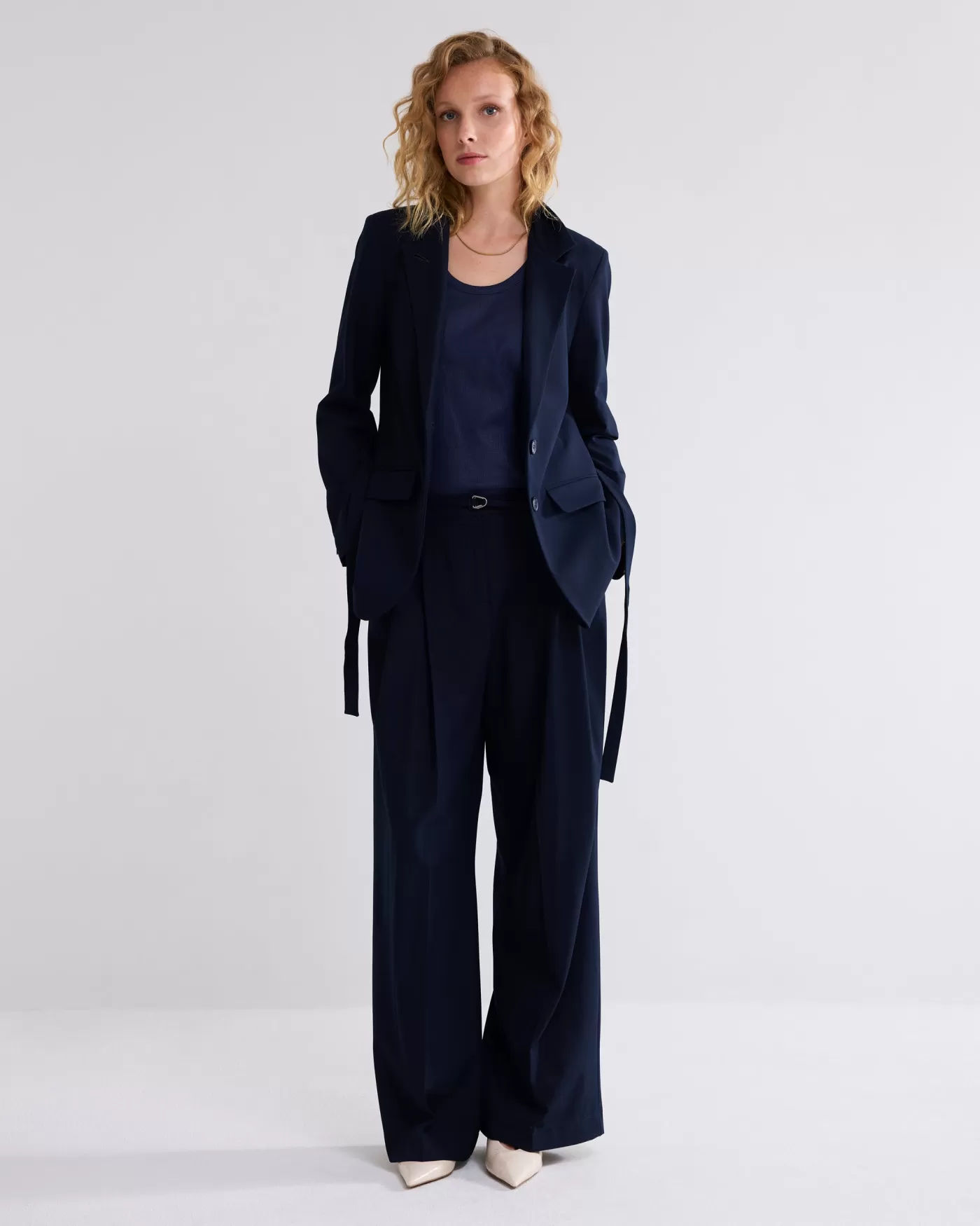 Summum Broeken & Jumpsuits<Wijde broek met plooien en riem