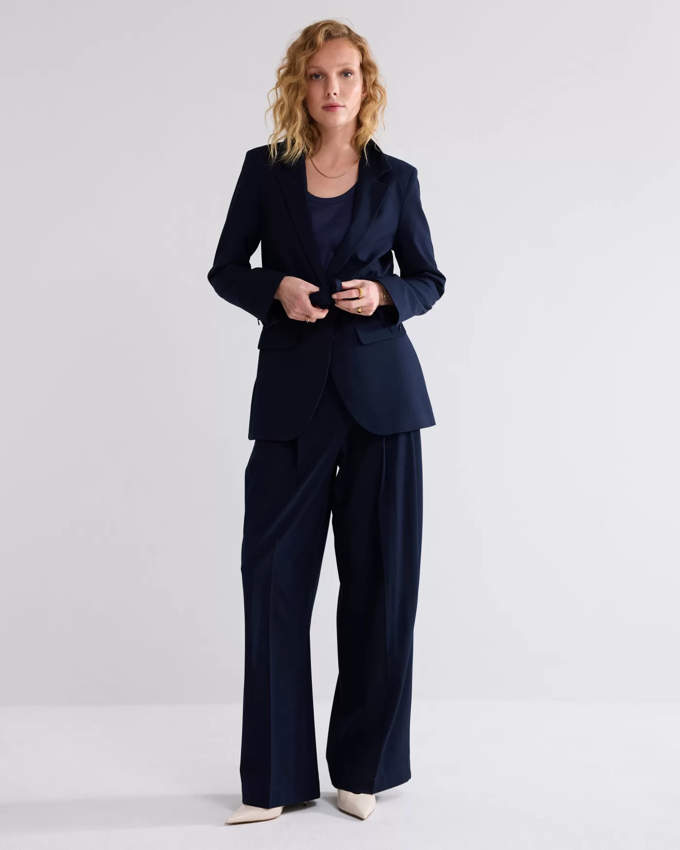 Summum Broeken & Jumpsuits<Wijde broek met plooien en riem